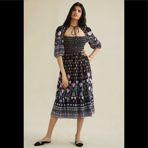 Anthropologie Dasha Smocked Midi Dress - Size small